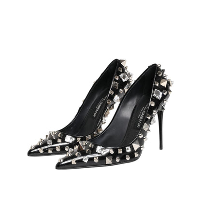 Dolce & Gabbana Black Crystals Studs Stiletto Pumps Shoes