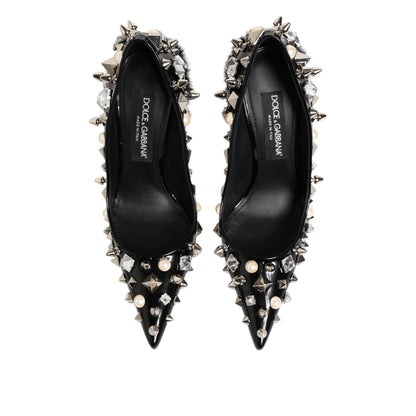 Dolce & Gabbana Black Crystals Studs Stiletto Pumps Shoes
