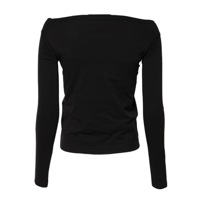 Dolce & Gabbana Black Wool Shrug Crew Neck Pullover Sweater