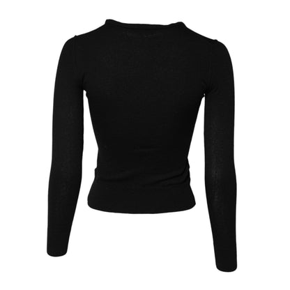 Dolce & Gabbana Black STAFF Round Neck Cardigan Sweater