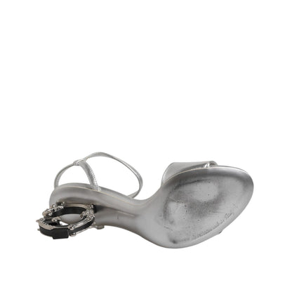 Dolce & Gabbana Silver KEIRA Heels Ankle Strap Sandals Shoes