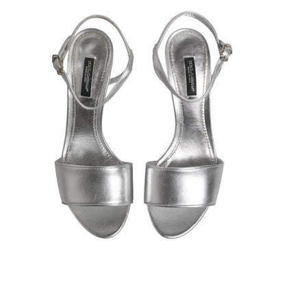 Dolce & Gabbana Silver KEIRA Heels Ankle Strap Sandals Shoes