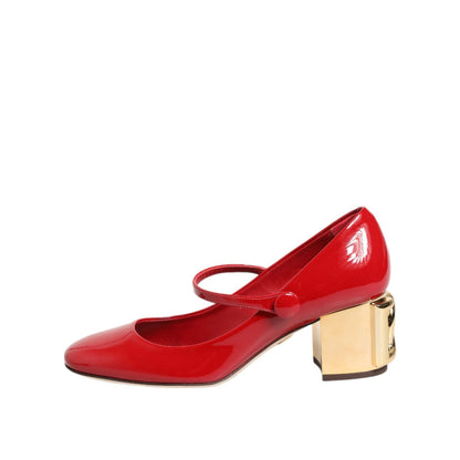 Dolce & Gabbana Red Leather DG Logo Heels Sandals Shoes