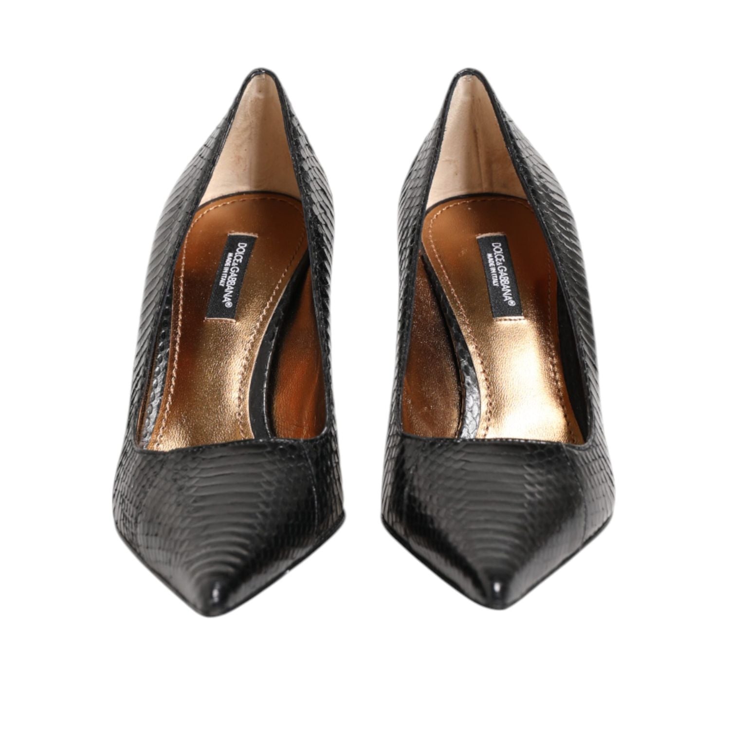 Dolce & Gabbana Black Exotic Leather Stiletto Pumps Shoes