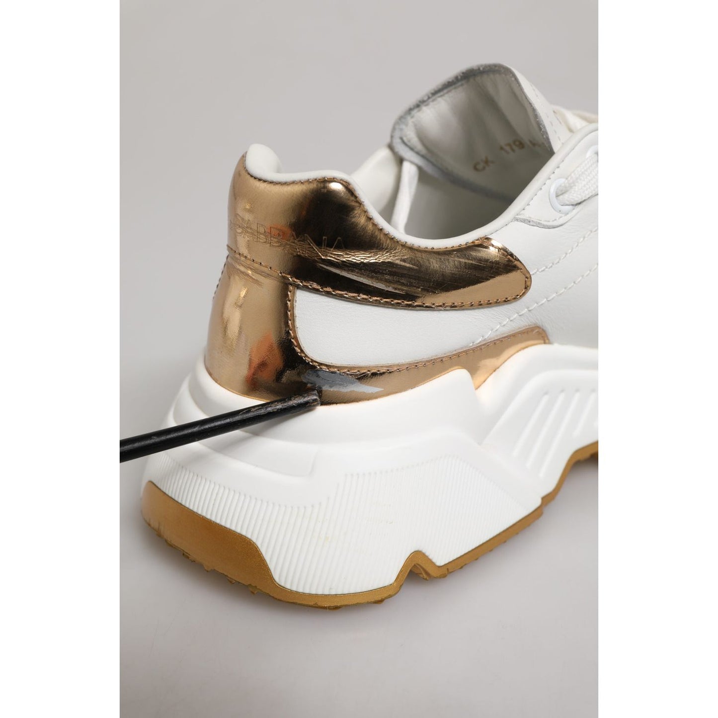 Dolce & Gabbana White Gold DAYMASTER Leather Sneakers Shoes LA12742-37.5