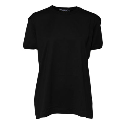 Dolce & Gabbana Black Cotton Goodluck Tee Crew Neck T-shirt