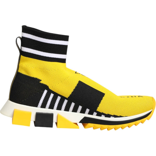 Dolce & Gabbana Yellow Black Sorrento Socks Sneakers Shoes LA12756-37.5