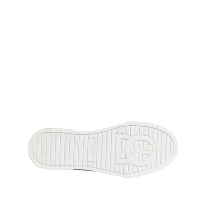 Dolce & Gabbana White Pink Canvas Low Top Sneakers Shoes