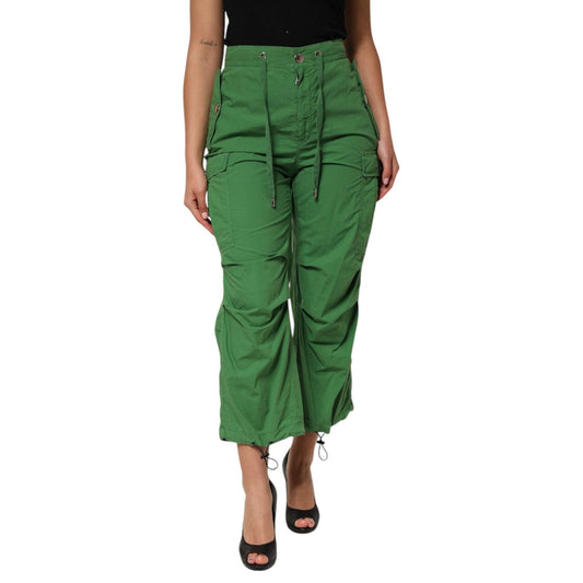 Dolce & Gabbana Green Cotton High Waist Cargo Trouser Pants