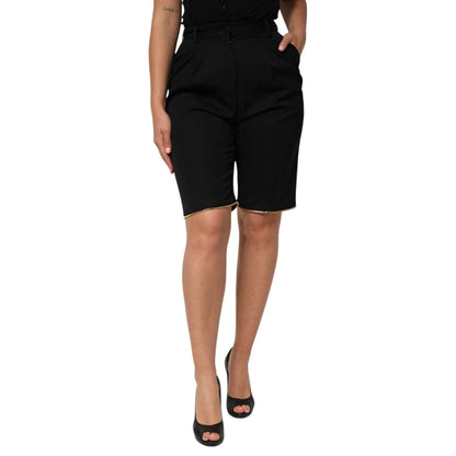 Dolce & Gabbana Black Zip Detailed Wool Straight Leg Pants