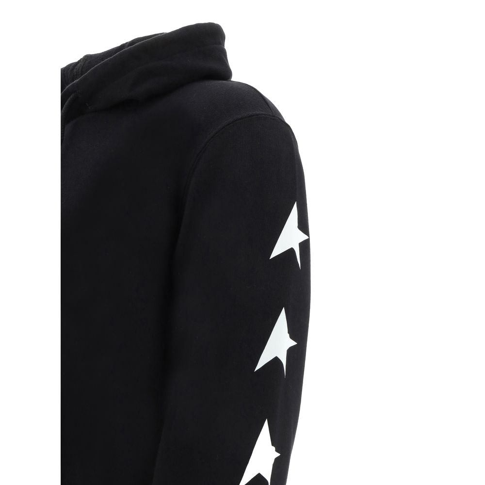 Golden Goose Black Cotton Sweatshirt with star design on sleeves and hood.