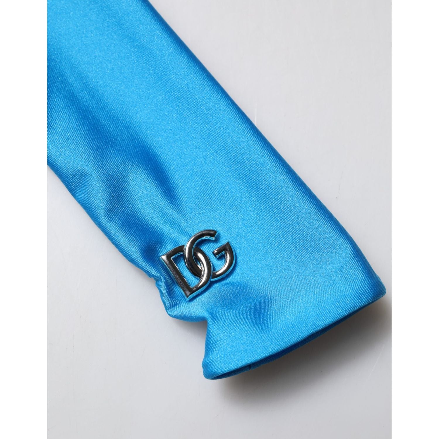 Dolce & Gabbana Blue Nylon Turtleneck Bodycon Jumpsuit  Dress