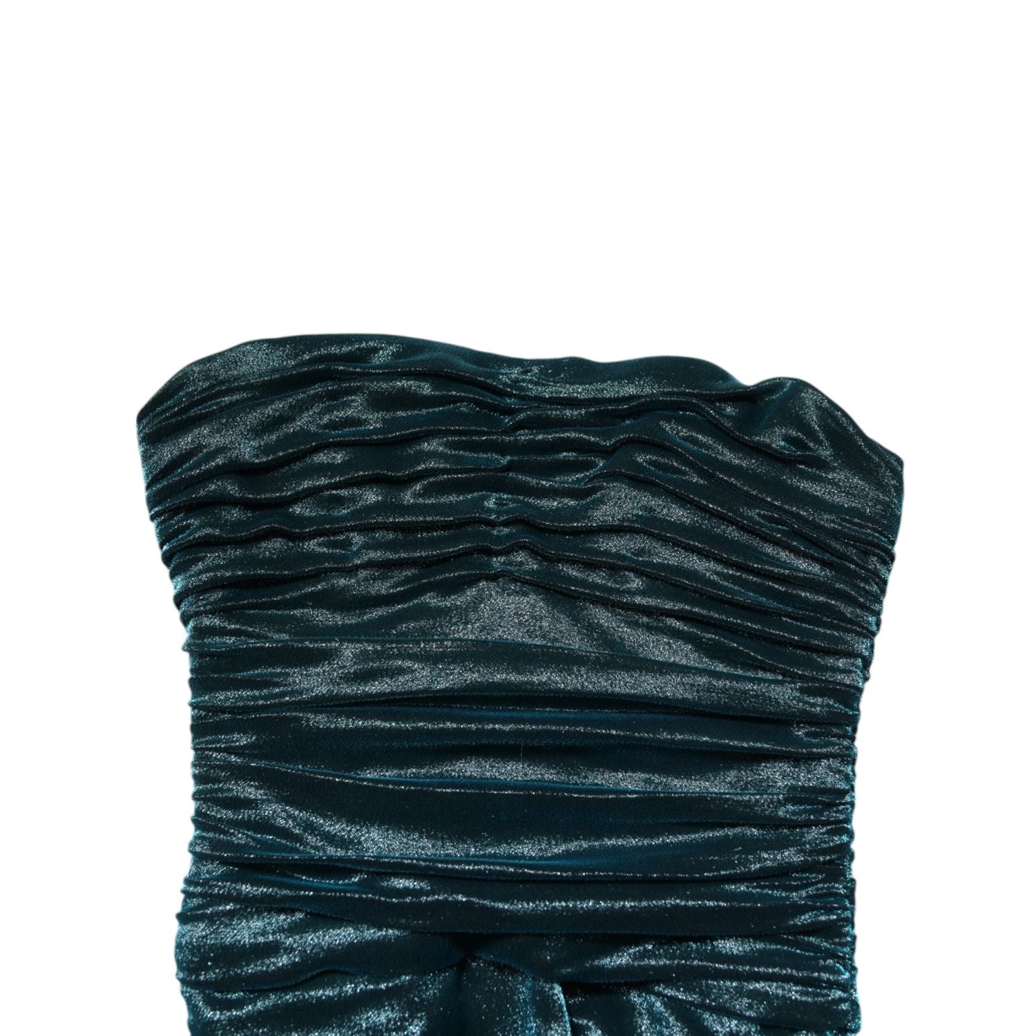 Dolce & Gabbana Green Silk Satin Fitted Strapless Dress