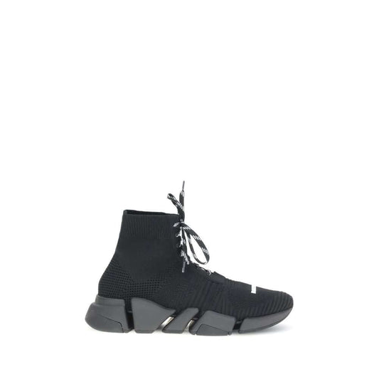Balenciaga Black Polyester Athletic Sneakers with 3D mesh, lace-up system, and ultra-articulated sole for comfort.
