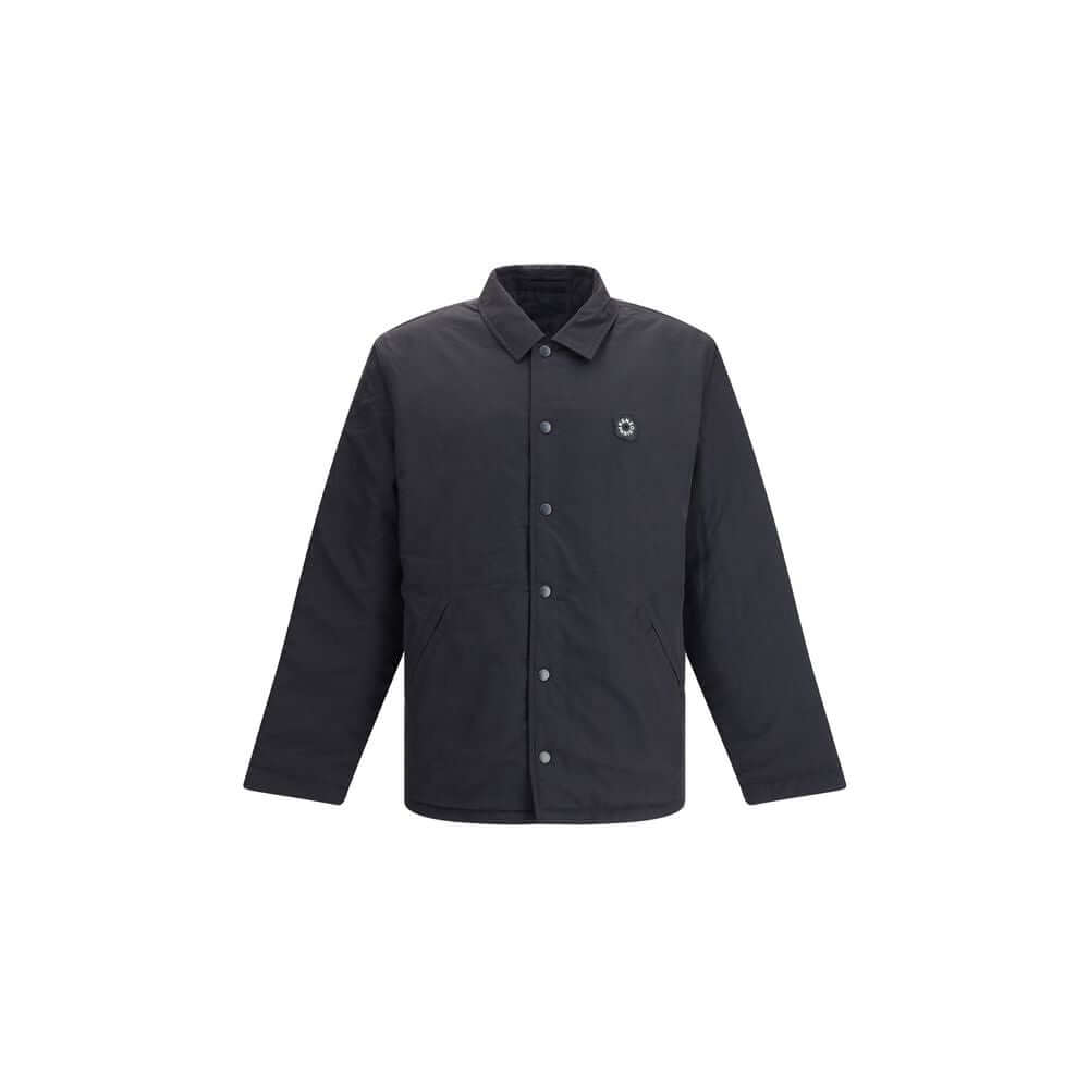 Kenzo Black Nylon Bomber reversible jacket with Boke Flower 2.0 logo, metal button closure, and side pockets.