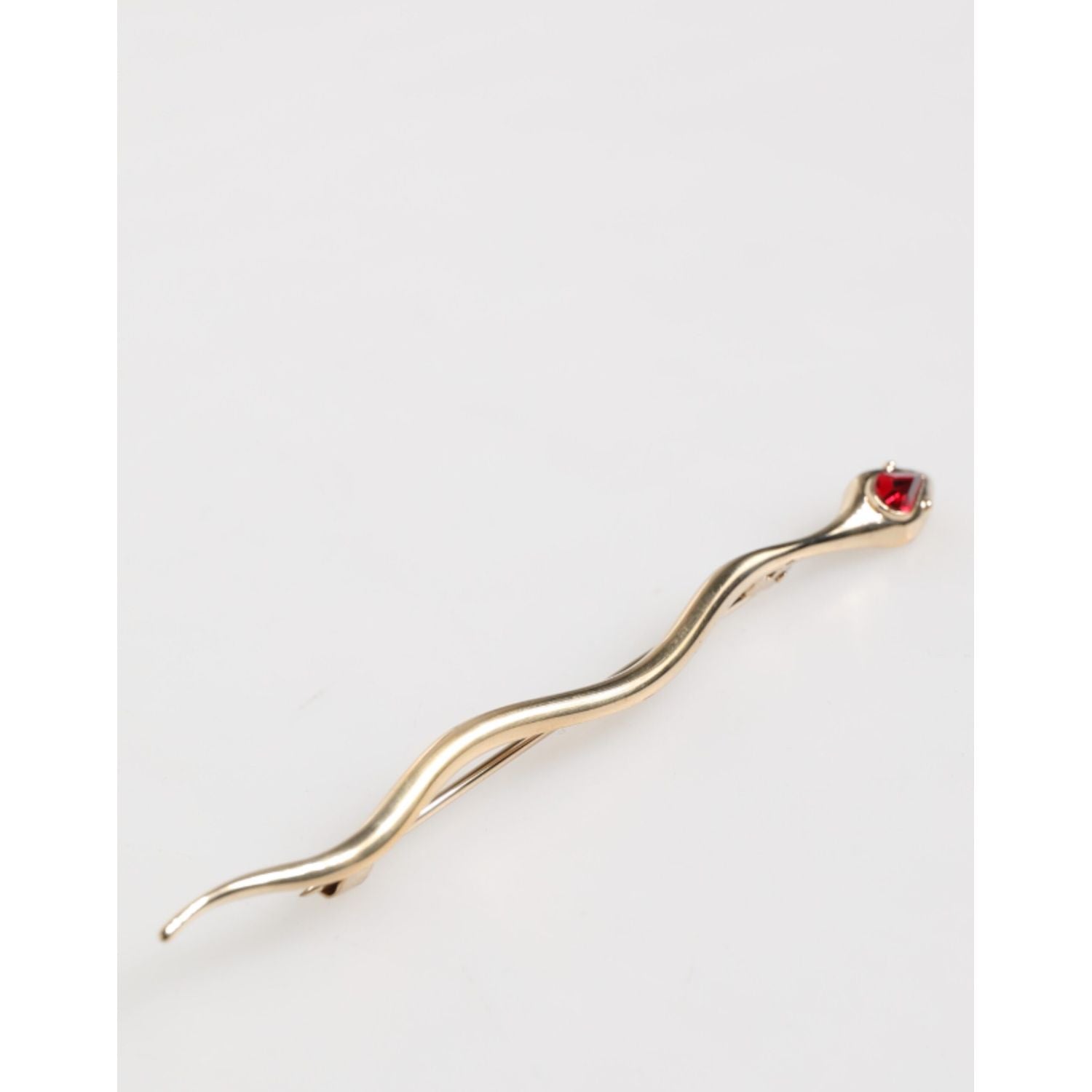 Dolce & Gabbana Gold Brass Red Crystal Spilla Serpente Mens Brooch Pin