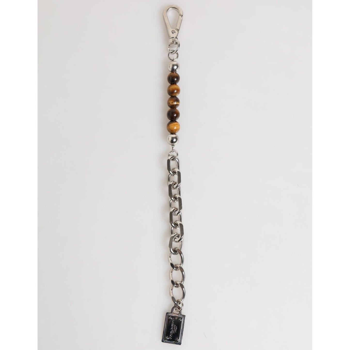 Dolce & Gabbana Silver Chain Brass Beaded Lobster Clasp Logo Men Bracelet