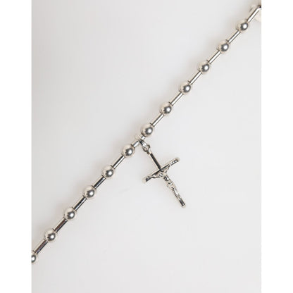 Dolce & Gabbana Silver Tone Brass Chain Religious Cross Pendant Necklace