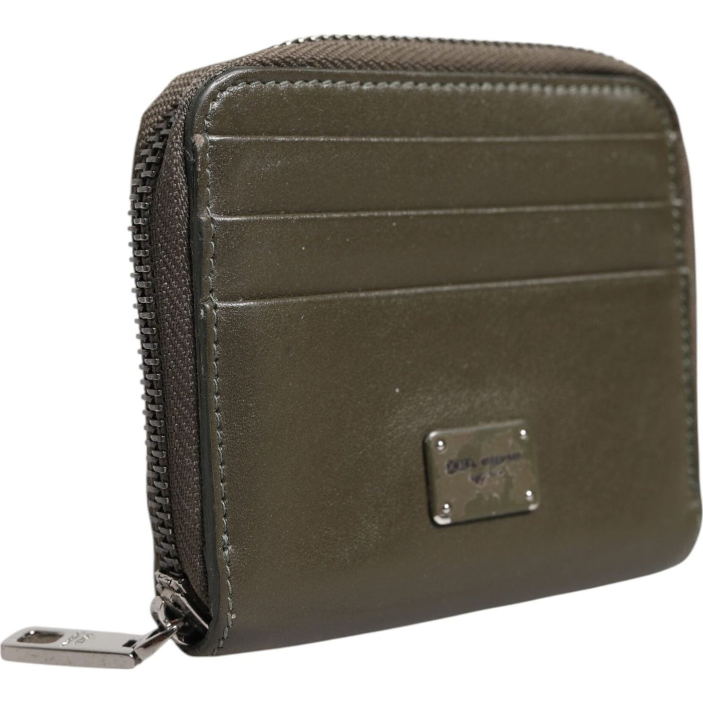 Dolce & Gabbana Brown Leather Logo Plaque Card Holder Coin Purse Wallet SMY11225