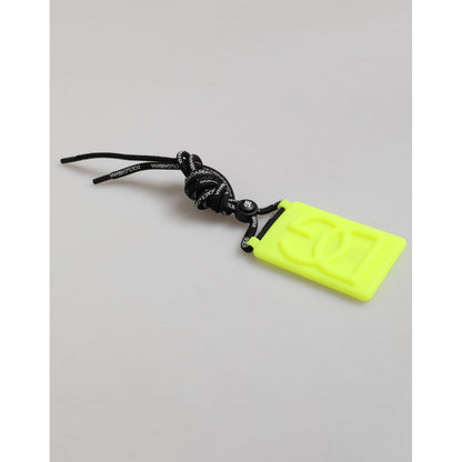 Dolce & Gabbana Yellow Green Rubber DG Embossed Adjustable Badge Holder