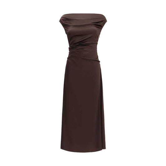 Staud Brown Silk Cocktail Dress