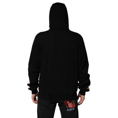 Dolce & Gabbana Black Cotton Plaque Track Cardigan Sweater