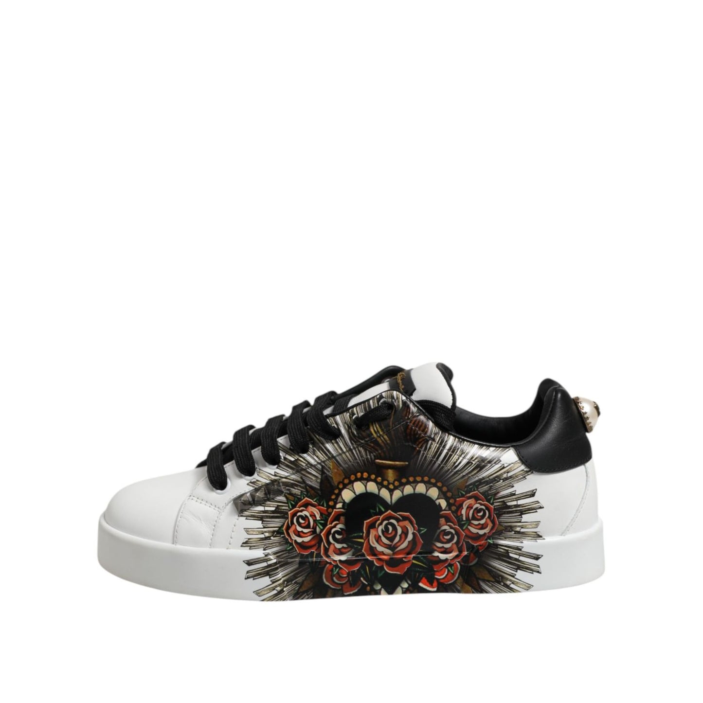 Dolce & Gabbana White Leather Portofino Lace Up Sneakers Shoes