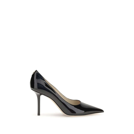 Jimmy Choo Black Calf Leather Bos Taurus High Heel Pumps with stiletto heel and almond toe.