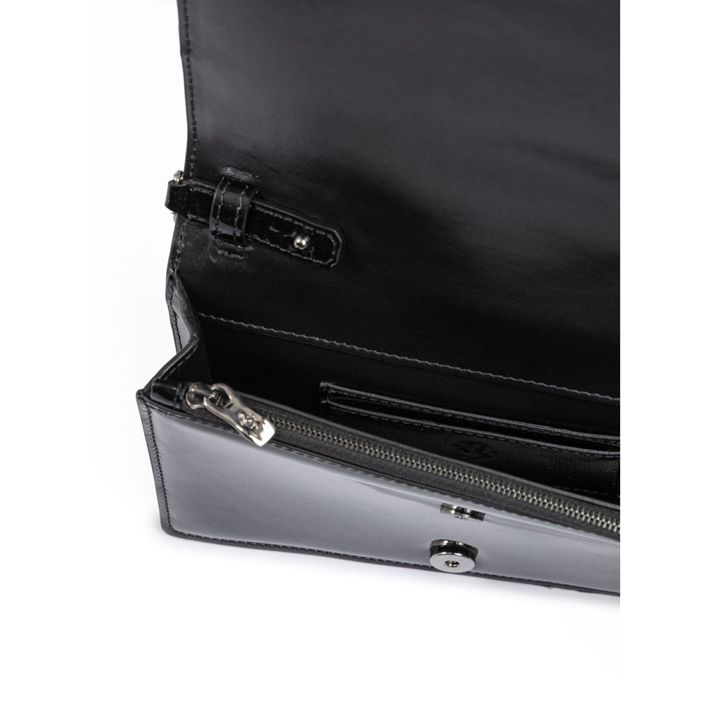 Ferrari Black GT patent leather bag with chain