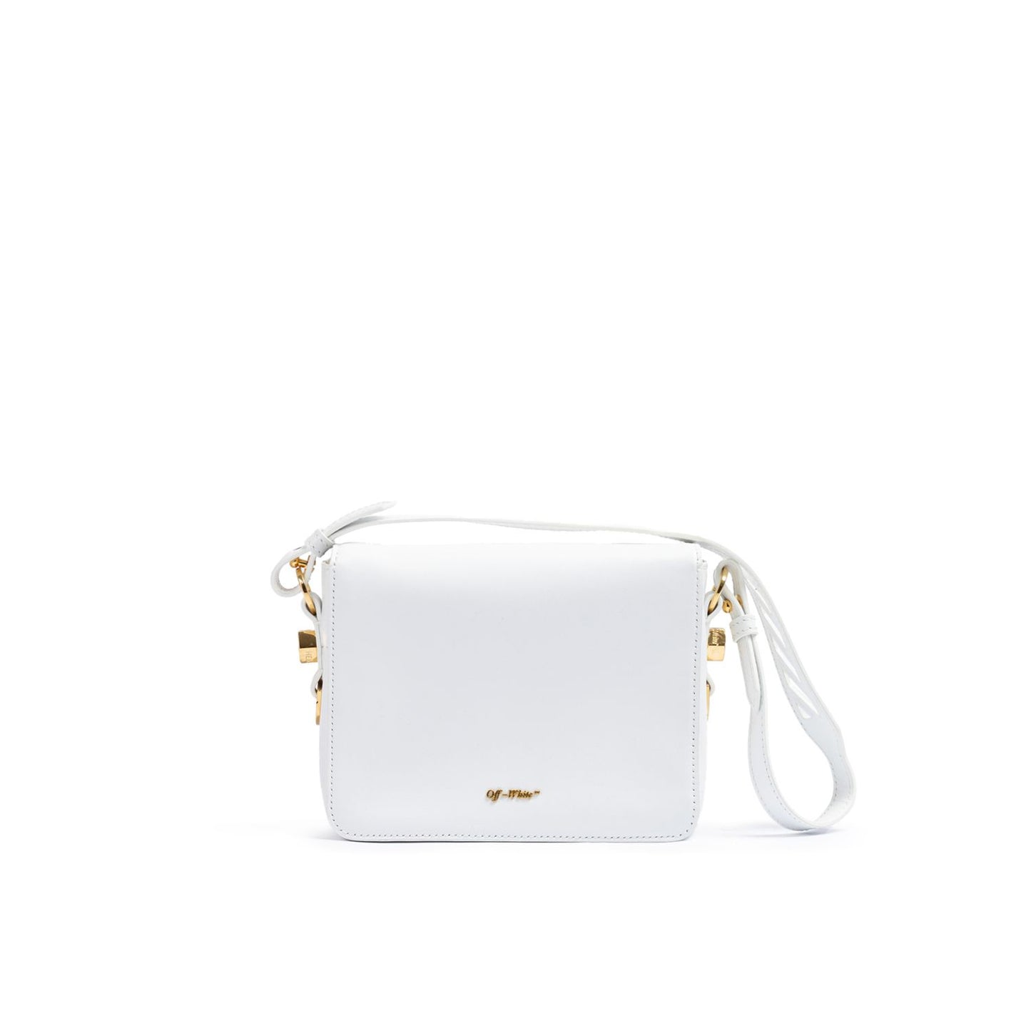 Off-White White/Gold Metallic Stripe Crossbody Bag