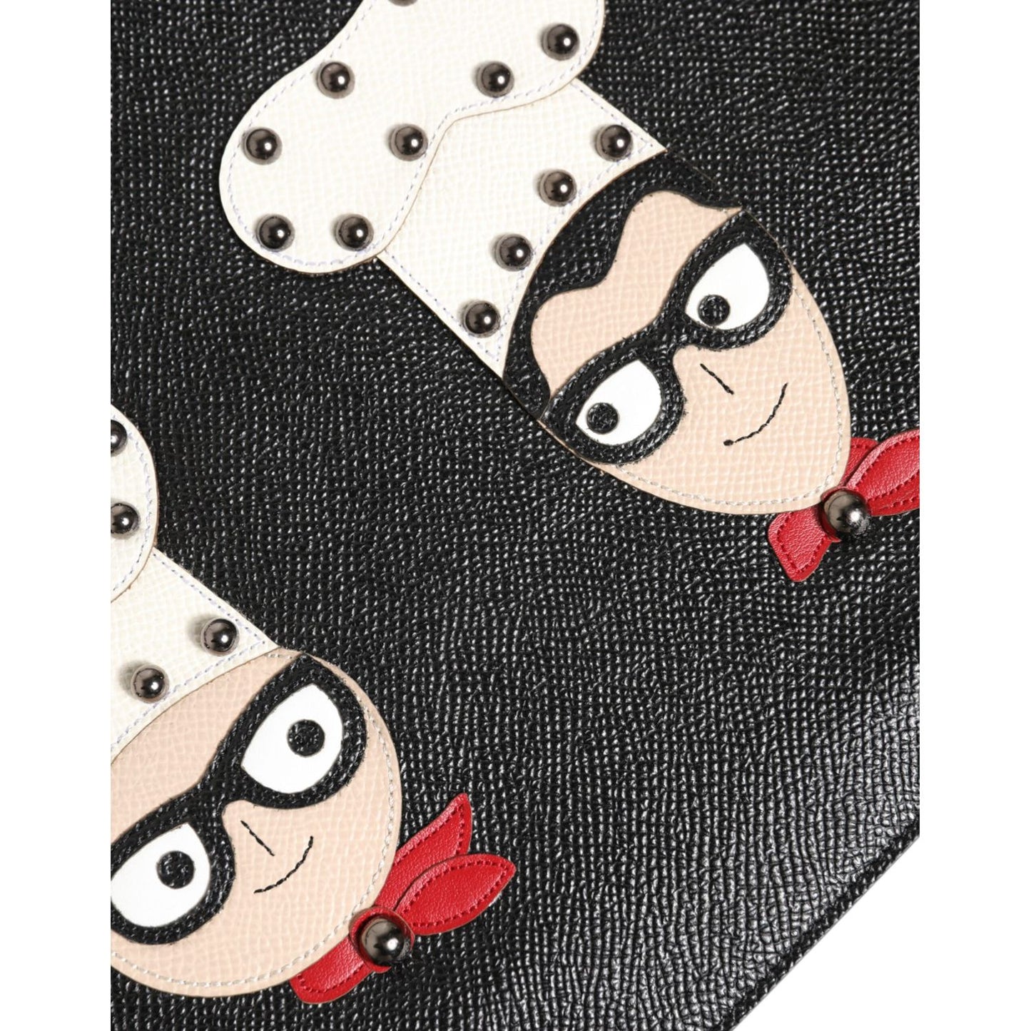 Dolce & Gabbana Black Leather #DGFAMILY Embellished Men Clutch Pouch Bag