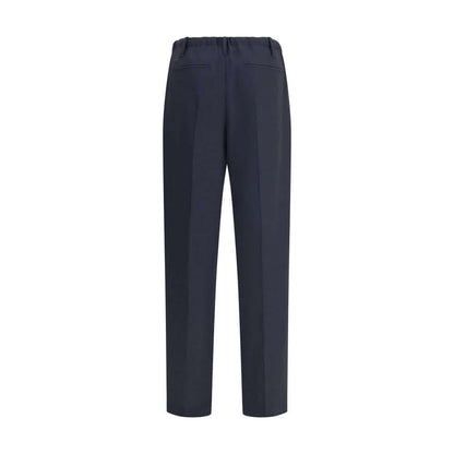 Brunello Cucinelli Gray Fleece Wool Casual Pants with elasticated waistband and straight leg design.