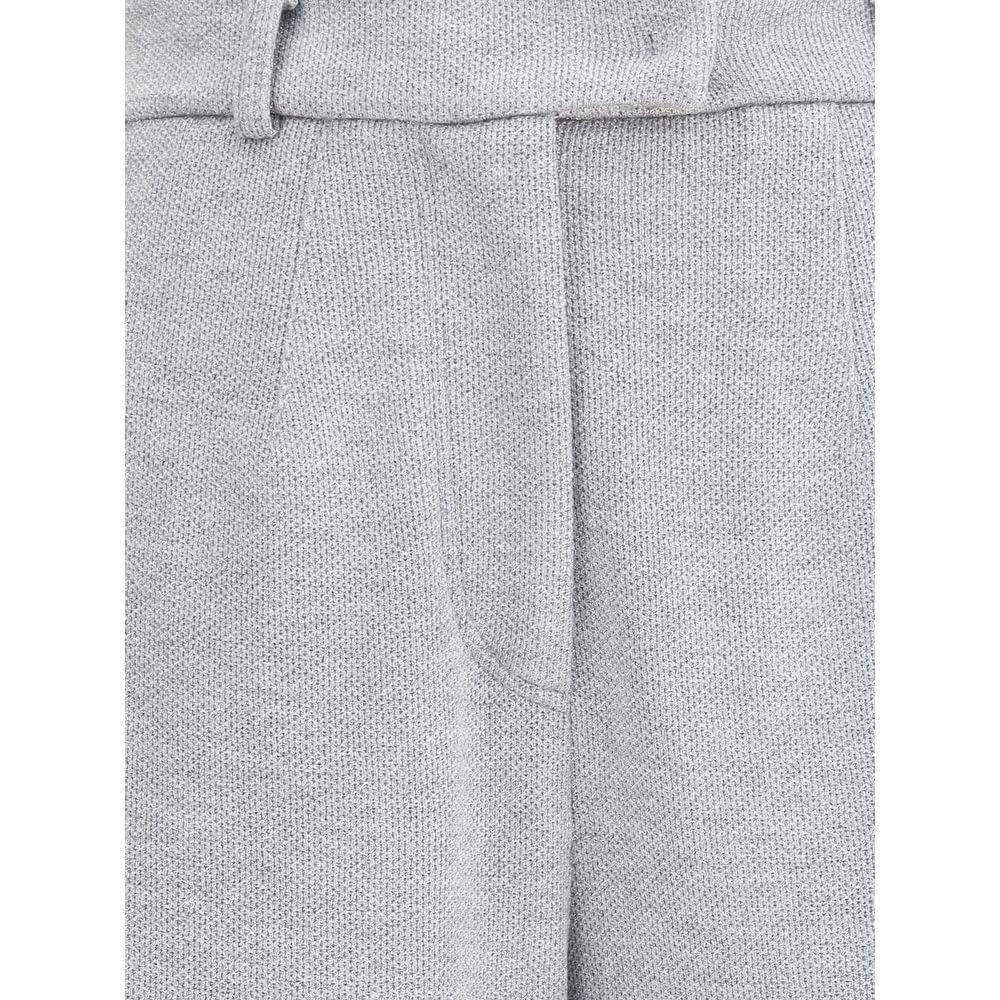 Brunello Cucinelli Gray Cotton Casual Pants with front zipper and belt loops, featuring welt pockets for a stylish and elegant look.