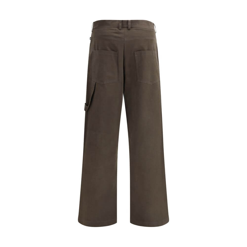 Back view of Ella Brown Cotton Casual Pants with straight leg, five-pocket design, made in Italy. Ideal for AW25 casual style.