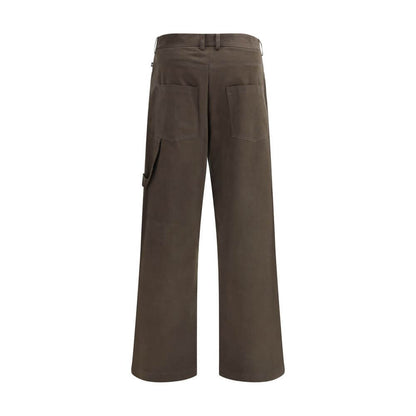 Back view of Ella Brown Cotton Casual Pants with straight leg, five-pocket design, made in Italy. Ideal for AW25 casual style.