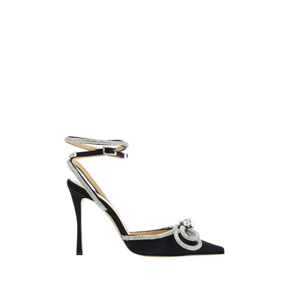 MACH & MACH Black Silk Stiletto Heel Sandals
