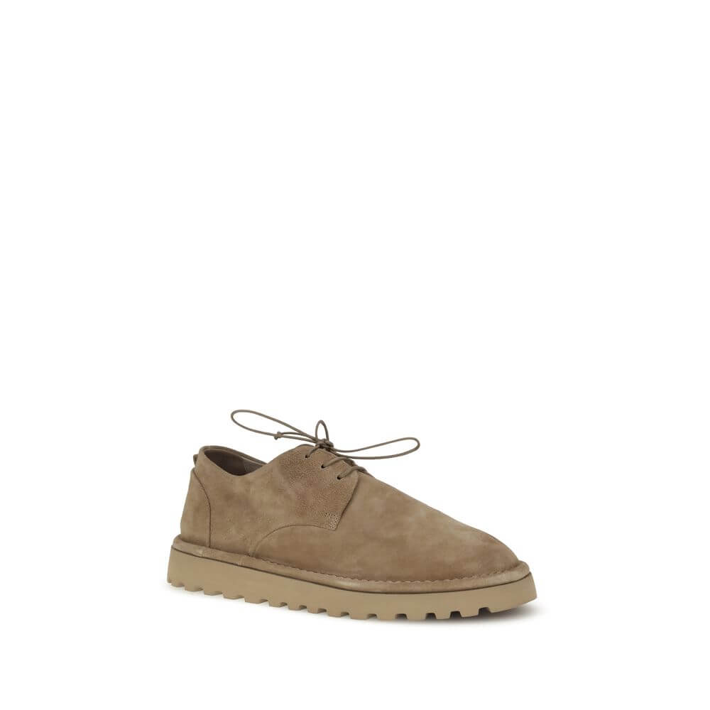 Marsell Beige Rubber Oxfords And Derbies with suede lace-up design and rugged lugged sole for comfort and style.