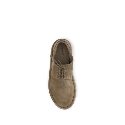Marsell Beige Rubber Oxfords And Derbies top view showcasing suede lace-up and round toe design.