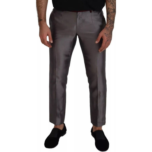 Dolce & Gabbana Gray Silk Metallic Men Dress Trouser Pants PAN73329-48