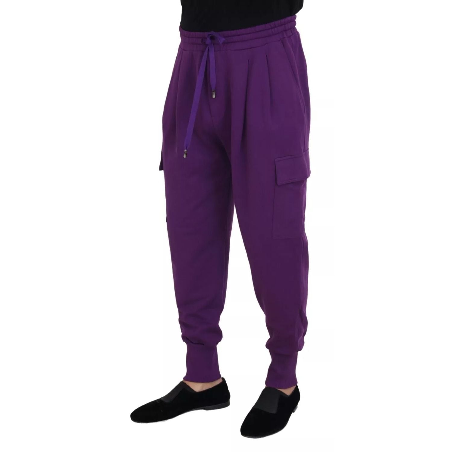 Dolce & Gabbana Purple Cotton Cargo Sweatpants Jogging Pants