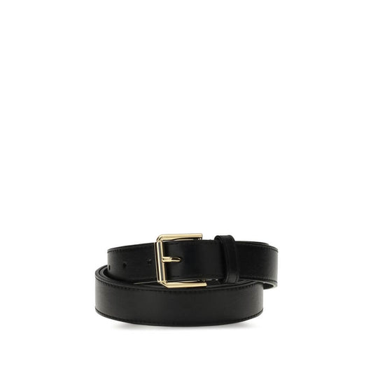 Givenchy Black Calf Leather Bos Taurus Regular Belt with gold metal details and engraved logo, enhancing modern elegance for AW25.