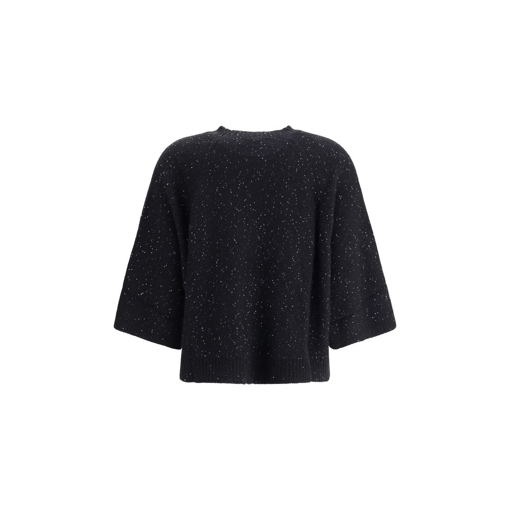 Fabiana Filippi Black Fleece Wool Sweatshirt