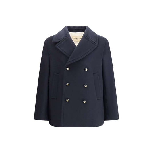 Valentino Blue Fleece Wool Coat