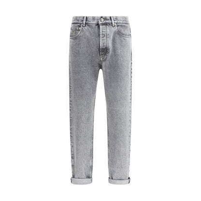 Brunello Cucinelli Gray Cotton Straight-Leg Jeans