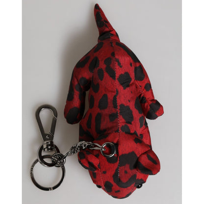 Dolce & Gabbana Red Black Polyester Animal Silhouette Keychain Keyring
