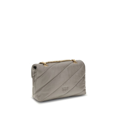 PINKO Gray Calf Leather Bos Taurus Shoulder Bag
