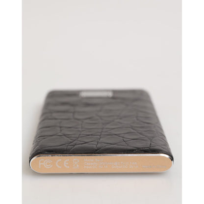 Dolce & Gabbana Black Leather Exotic 3000mAh Power Bank Charger USB