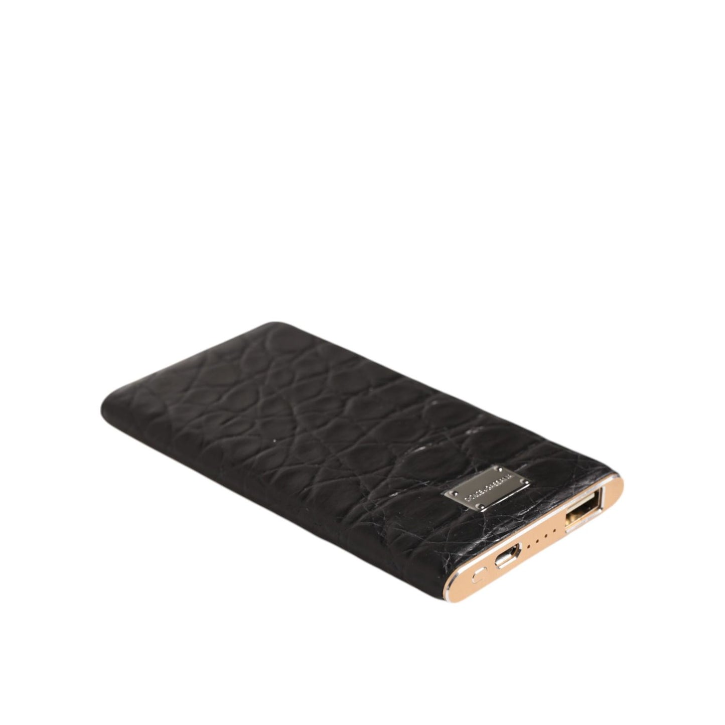 Dolce & Gabbana Black Exoctic Leather Embossed 3000mAh Power Bank Charger USB