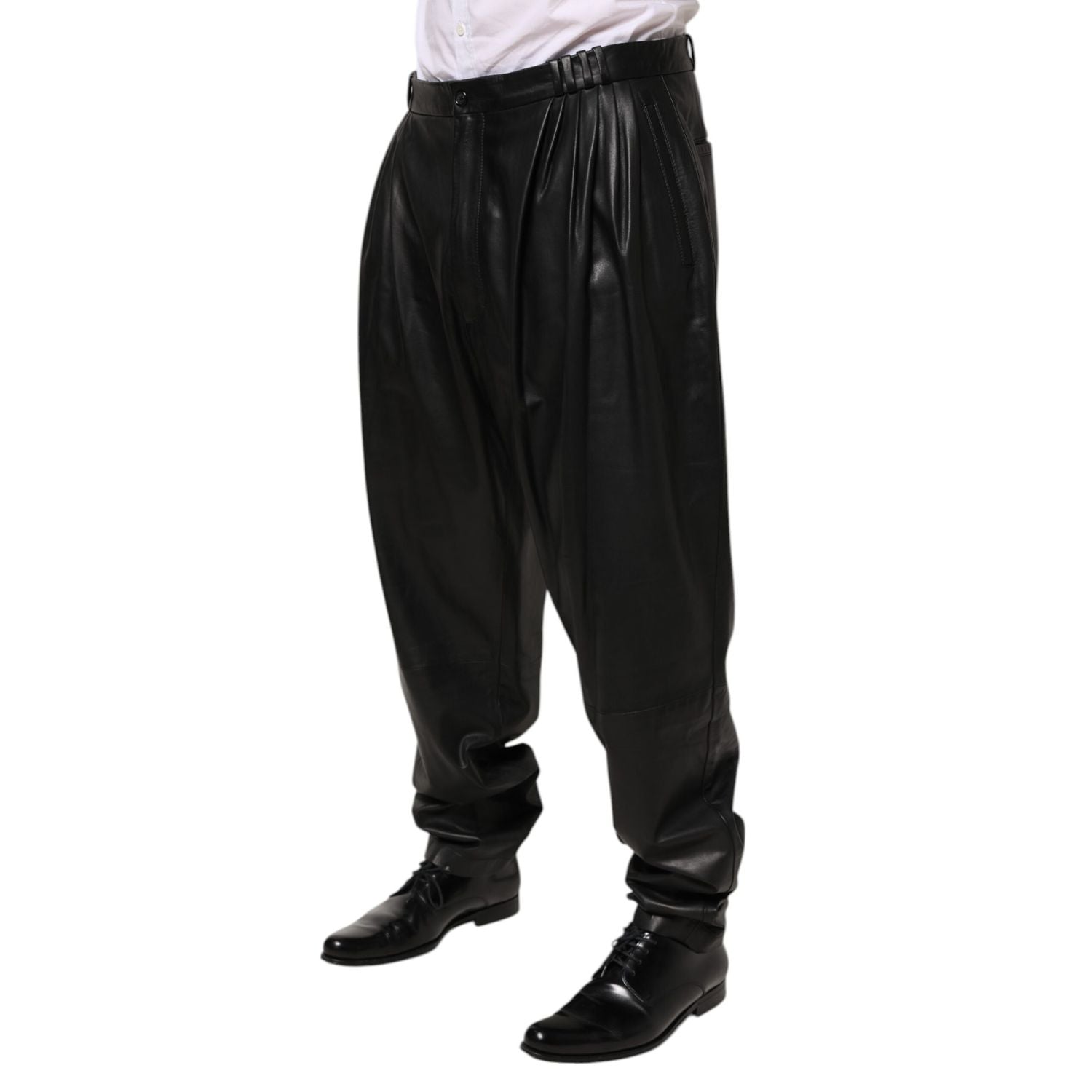 Dolce & Gabbana Black Lamb Leather Trousers Men Pants