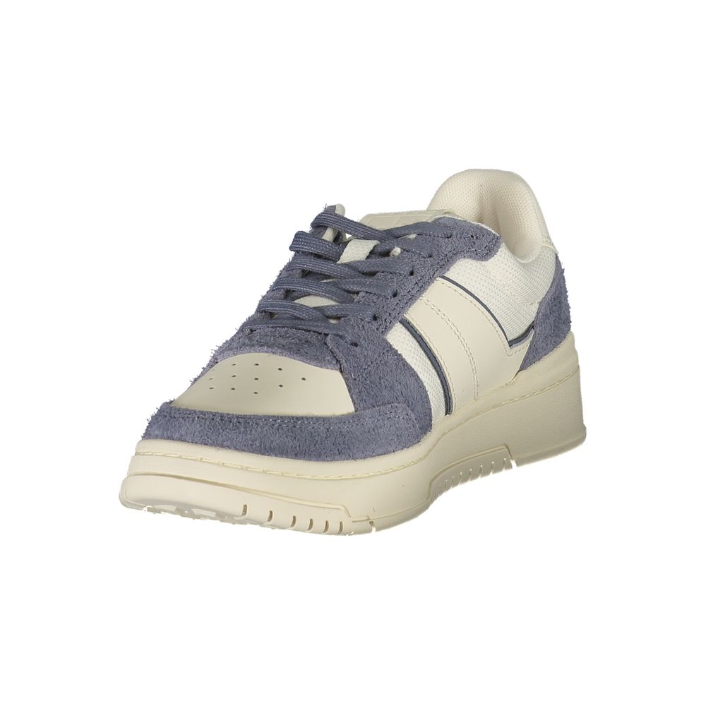 Tommy Hilfiger White Leather Men Sneaker with blue accents and removable footbed for comfort.